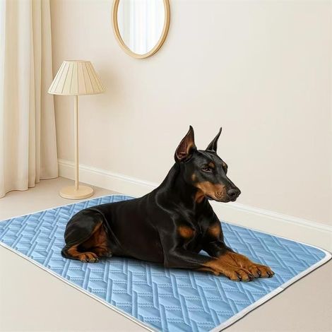 Kühlmatte für Hunde und Katzen, selbstkühlende, atmungsaktive Kühlmatte aus Eisseide, strapazierfähige Kühlmatte aus Eisseide für Haustiere (1/4)