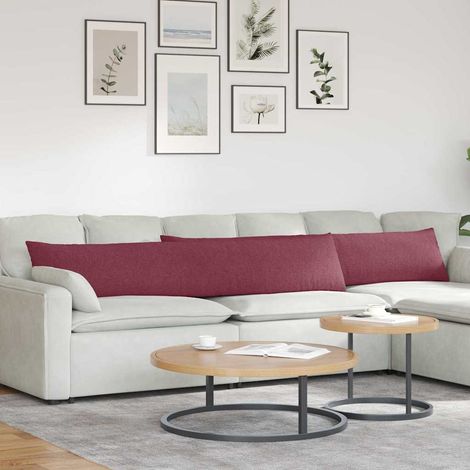 Cojines de sofá 2 pcs Rojo vino 200 x 40 cm tela