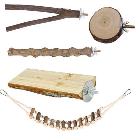 Perchoir en bois pour oiseaux, support pour oiseaux, bâtonnet de perchoir, jouet pour oiseaux, accessoires de cage pour perroquets et canaris (1/5)