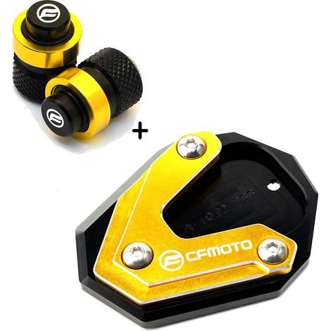 (Ensemble doré) Compatible avec les motos CFMOTO 650MT, 800MT, 650TR-G et 650 TR-G TRG : bouchons de valve de pneu CNC, béquille latérale et extension de béquille pour 650 MT et 800 MT maxpower. (1/4)