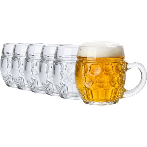 Lot de 6 chopes à bière 300 ml avec trait de remplissage pichet à bière stable avec plaque en verre soda citron vert Passe au lave-vaisselle (1/5)