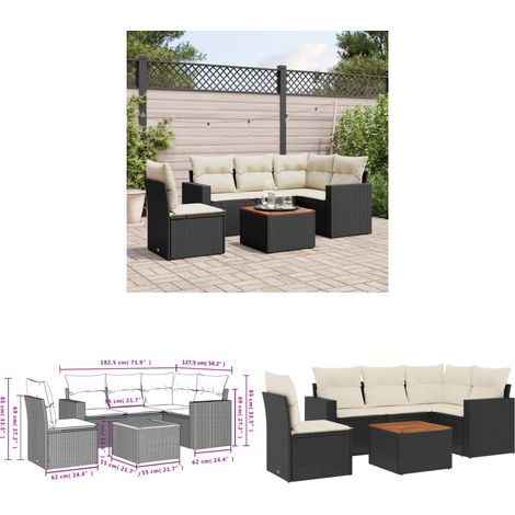 6-tlg. Garten-Sofagarnitur mit Kissen Schwarz Poly Rattan - Gartensorte - Outdoor Möbel - Gartenset - Lounge Set - Rattan Gartenmöbel - Home & Living (1/3)