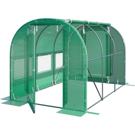 Serra Tunnel TOOLPORT con porta a battente, 2x3m telo in PE 180g/m² verde trasparente