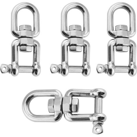 Ancre à manille pivotante pivotante M6, 4 pièces en acier inoxydable 304 à mousqueton pivotant en D, il pivotant et machoire (1/5)