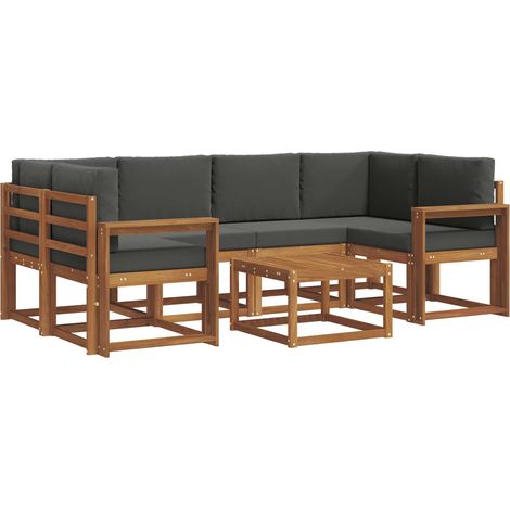 Conjunto de sofás de exterior 7 uds. Natural y Antracita vidaXL (1/5)