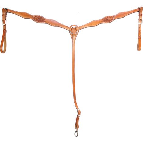 Pettorale western in cuoio sagomato con decorazione floreale Brad Ren's: Full, Golden Brown 05