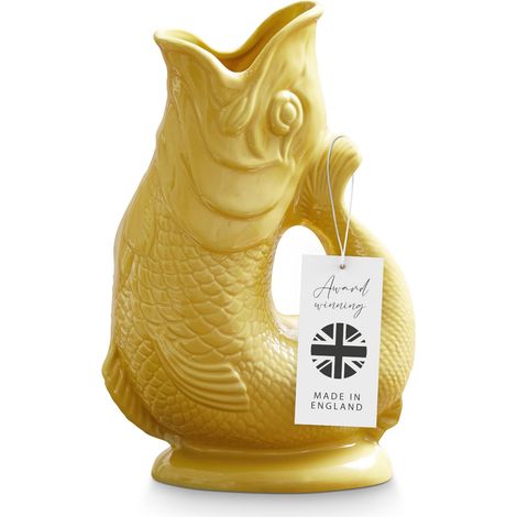 Carafe à poisson fabriquée à la main en faïence, 1,2 l, jaune, WA967803YLW (1/5)