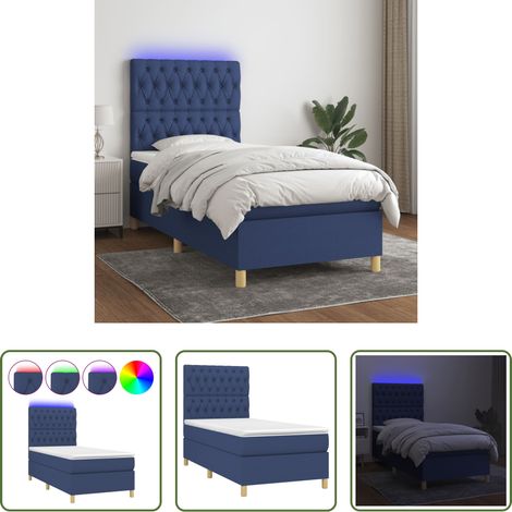Matratze -  Boxspringbett mit Matratze & LED Blau 100x200 cm Stoff (1/5)