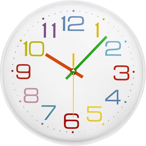 Horloge Murale - 1 Unité - Vintage - Silencieuse - Lecture Facile - Pour Chambre Et Bureau - 30 Cm - Blanc (1/5)