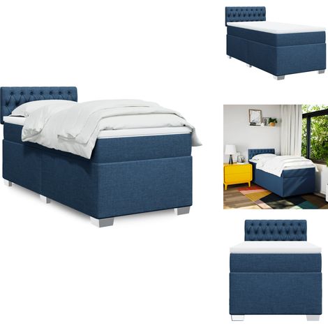 Boxspringbett mit Matratze Blau 90x190 cm Stoff - Boxspringbett - Doppelbett - Schlafsystem - Bettsofa - Blau (1/5)