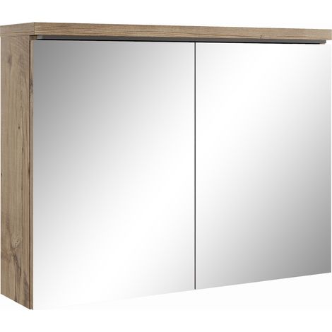 Armadietto a specchio Paso 80 x 60cm Rovere Castagno - specchio armadietto