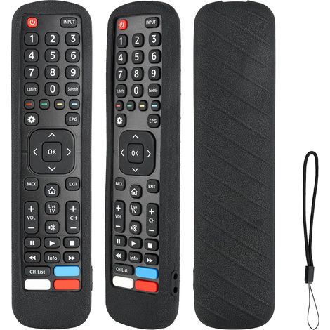 Coque de protection antichoc en silicone pour télécommande TV Hisense EN2BI27H EN2BF27H EN2BB27H EN2X27HS EN2D27 EN2AK27H (Noir) (1/5)