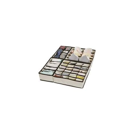 Set di 4 organizer pieghevoli per cassetti dedicati a biancheria intima, ideali per reggiseni, calze, sciarpe e come divisori per cassetti (beige)