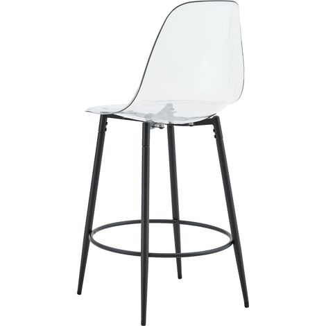 Set di 2 sgabelli alti trasparenti con gambe in metallo nero (1/5)
