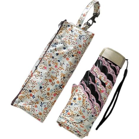 Parasol pliable en dentelle, protection solaire UV, imperméable, compact et léger pour les voyages, couleur beige.-AquaForge (1/5)