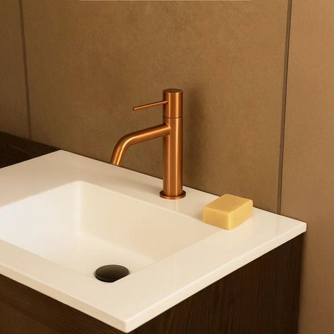 Exagonshop Rubinetto lavabo senza scarico in ottone oro rosa