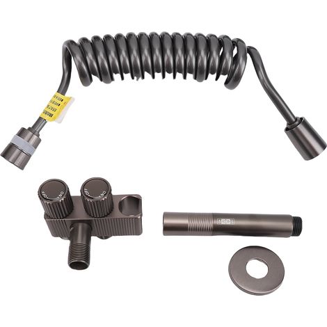 Kit de douchette bidet portable avec double vanne de contrôle, robinet de toilette multifonction en cuivre, fixation murale, noir (1/5)