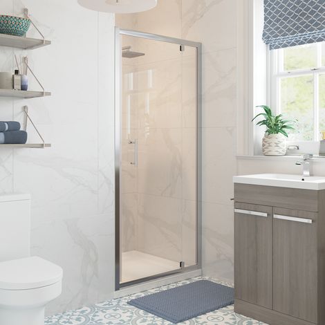 Signature Verve Pivot Shower Door 800mm Wide - 6mm Glass (1/3)