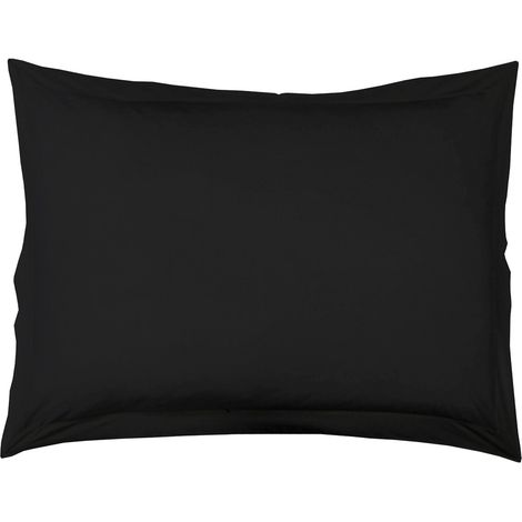 Taie d'Oreiller Unie en 100 % Coton Noir 50x70 cm