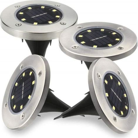 4 Pack Solarlampen für den Garten, 8 LED, wasserdicht IP65, für Wege, Pfade und Terrassen.