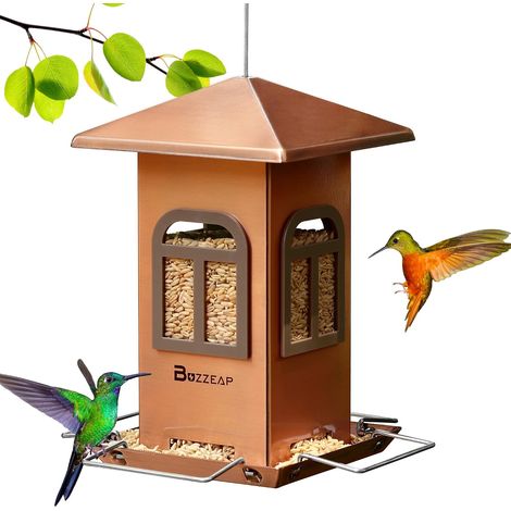 Mangeoire à oiseaux à suspendre à l'extérieur, graines pour oiseaux sauvages à l'extérieur pour décoration de jardin, cour, anti-mastication et antirouille (1/5)