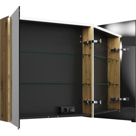 burgbad Eqio armario con espejo con luz LED superior, 2 puertas,