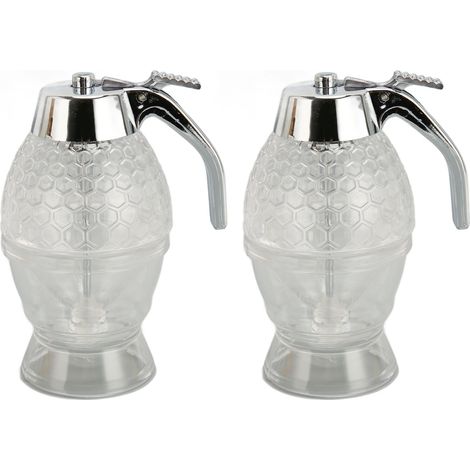 Lot 2 Distributeurs de Miel en Verre Transparent, Forme Sablier Anti-Fuite pour Olives Gingembre Champignons Sirop (1/5)