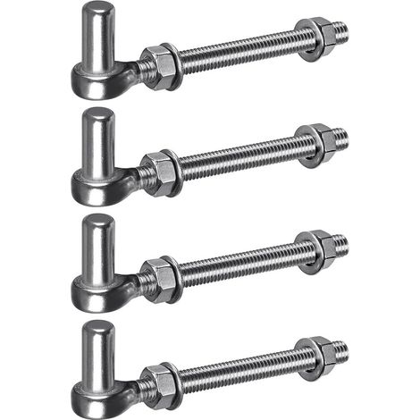 Charnière de Portail M12, 4pcs Quincaillerie à œillet de Champ Robuste 16mm Crochet pour Goupille de Suspension de Jardin en Métal pour Portail de Ferme/Clôture en Bois/Allée, 440lbs/15cm (1/5)