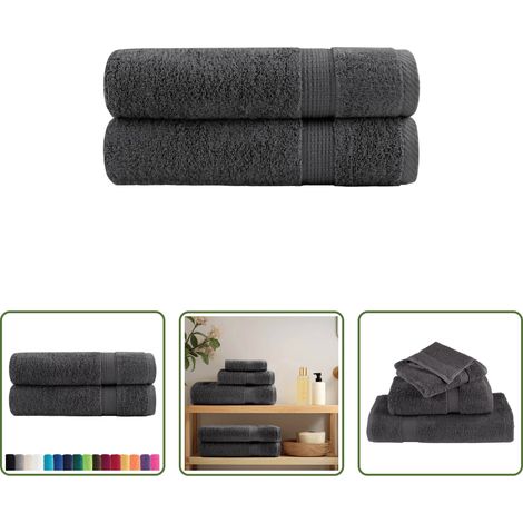 vidaXL Duschhandtuch - Premium Duschtücher SOLUND 2 Stk. Anthrazit 70x140 cm 600 g/m² (1/5)