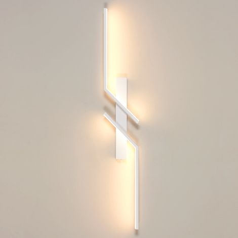 Applique murale longue style scandinave blanc sable 24W 3000K blanc chaud Ra80 - Luminaire design pour couloir et salon (1/5)