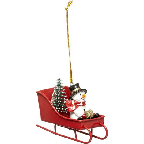 Sujet de Noël Traineau "Soir" 9cm Rouge