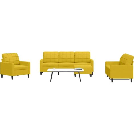 vidaXL Ensemble de canapés 4 pcs avec coussins Jaune Velours (1/5)