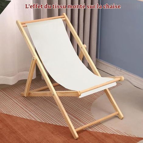 GORGECRAFT 2pcs Toile de Chilienne Chaise de Plage,120x43cm,Blanches Sling Remplacement Toile de Transat pour Chaises Longues Pliantes Bain de Soleil,en Extérieur,l’été,Jardin,Cour (1/2)