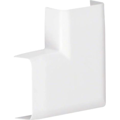 Hager – Angle plat pour moulure 12x30mm blanc – Accessoire pour goulotte électrique – Plastique sans halogène – Type de fixation encliquetable – ATA123059016