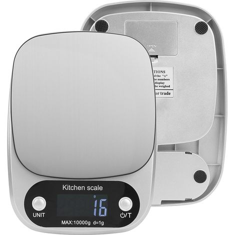 Balance de Cuisine Électrique Mini Portable en Acier Inoxydable 10kg/1g - Accessoire de Pâtisserie Argenté (1/5)