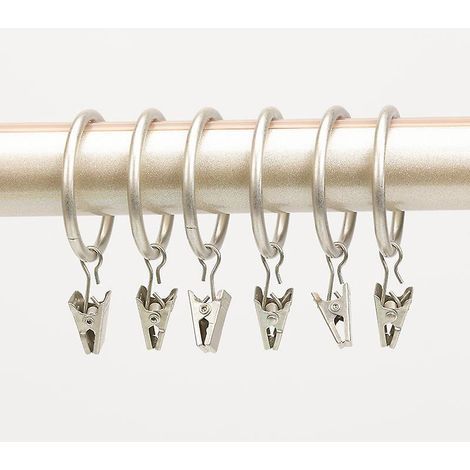 set De 7 Anneaux Pour Clips De Rideaux 2,5 Cm, Argent, Crochets Pour Clips De Rideaux, Attaches Pour Anneaux De Rideaux, Clips Pour Anneaux Romain (1/5)