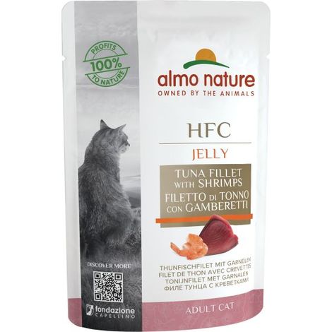 Almo Nature Gatto HFC Jelly busta 55gr Filetto di Tonno e Gamberetti