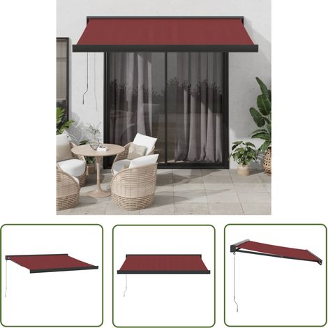vidaXL Auvent manuel rétractable bordeaux 350x250 cm (1/5)