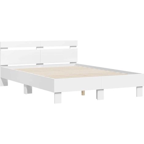 Bed Frame with LED White 137 x 190 cm Engineered Wood vidaXL