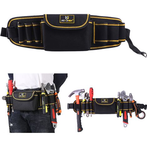 Sac à outils multifonctionnel, organisateur de rangement de sac à outils réglable, sac de taille d'outils en tissu Oxford pour plombiers, électriciens (1/5)