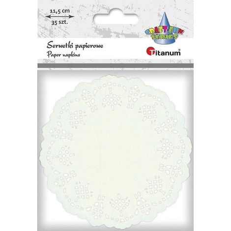 Tovaglioli di carta rotondi TITANUM 11,5 cm bianchi - 35 pezzi per feste e biglietti