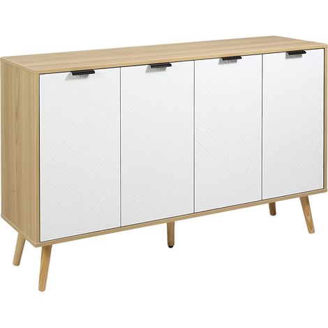 Aparador de cocina, diseño elegante, almacenamiento que ahorra espacio, blanco natural. (1/2)