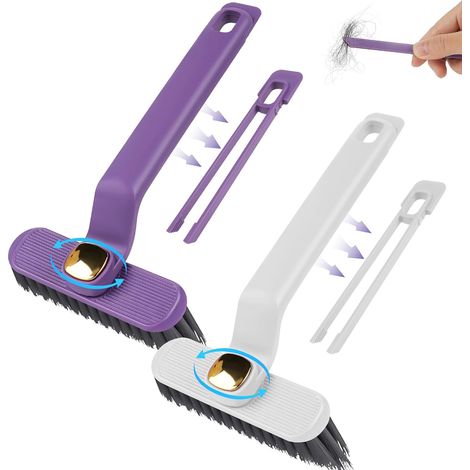 Crevice Cleaning Brush,  2pcs 360° Rotating Scrub Brush,  Stiff Bristles Bathroom Cleaning Brushes for Crevices,  Dead Corners,  Window Grooves,  Toilets (1/5)