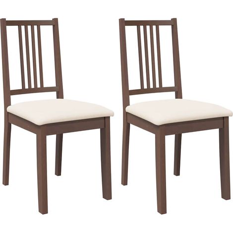 Lot de 2 Chaises à manger,Chaise de cuisine coussins marron bois massif caoutchouc CFW67535 (1/5)