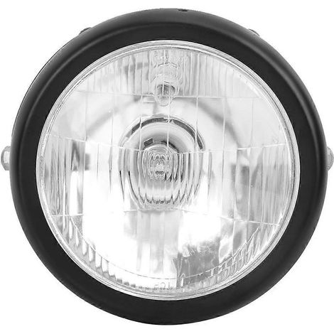 Phare avant rond rétro en alliage noir, lentille blanche, pour moto CG125 GN125 (1/4)