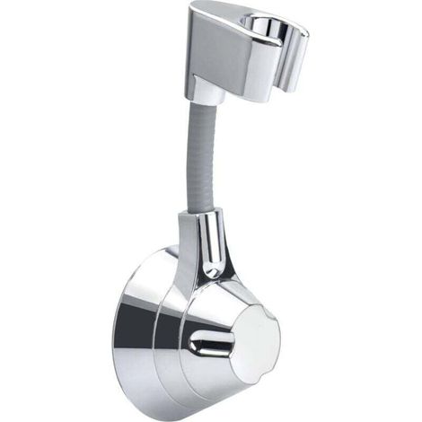 Supporto per soffione doccia regolabile a 360° con ventosa rimovibile, non richiede foratura, supporto universale per doccia con finitura cromata lucida per il bagno - Crezuo
