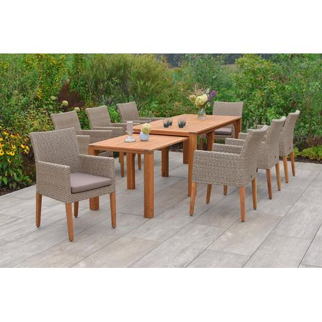 Ranzano Set 9tlg 8 Sessel Tisch 185/370x90/73cm