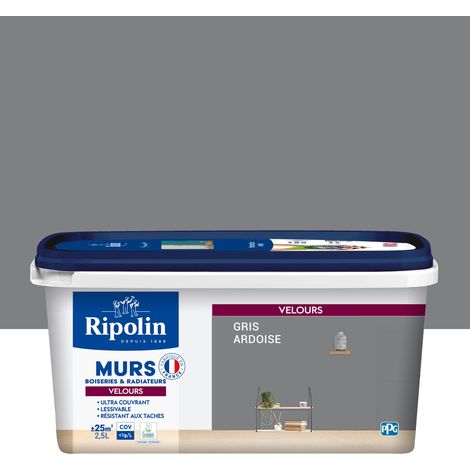 Peinture aspect Velours - 2,5L - Gris Ardoise - Ripolin (1/5)