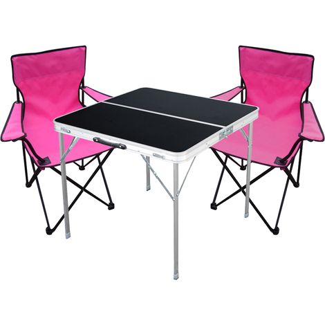 3-teiliges Campingmöbel Set schwarz - pink-MMC330883B+2xMPO2471 (1/5)