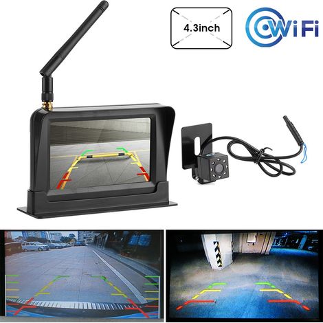 Caméra de recul sans fil Wi-Fi 4,3 pouces avec affichage de la plaque d'immatriculation et système de stationnement avec moniteur HD (1/5)